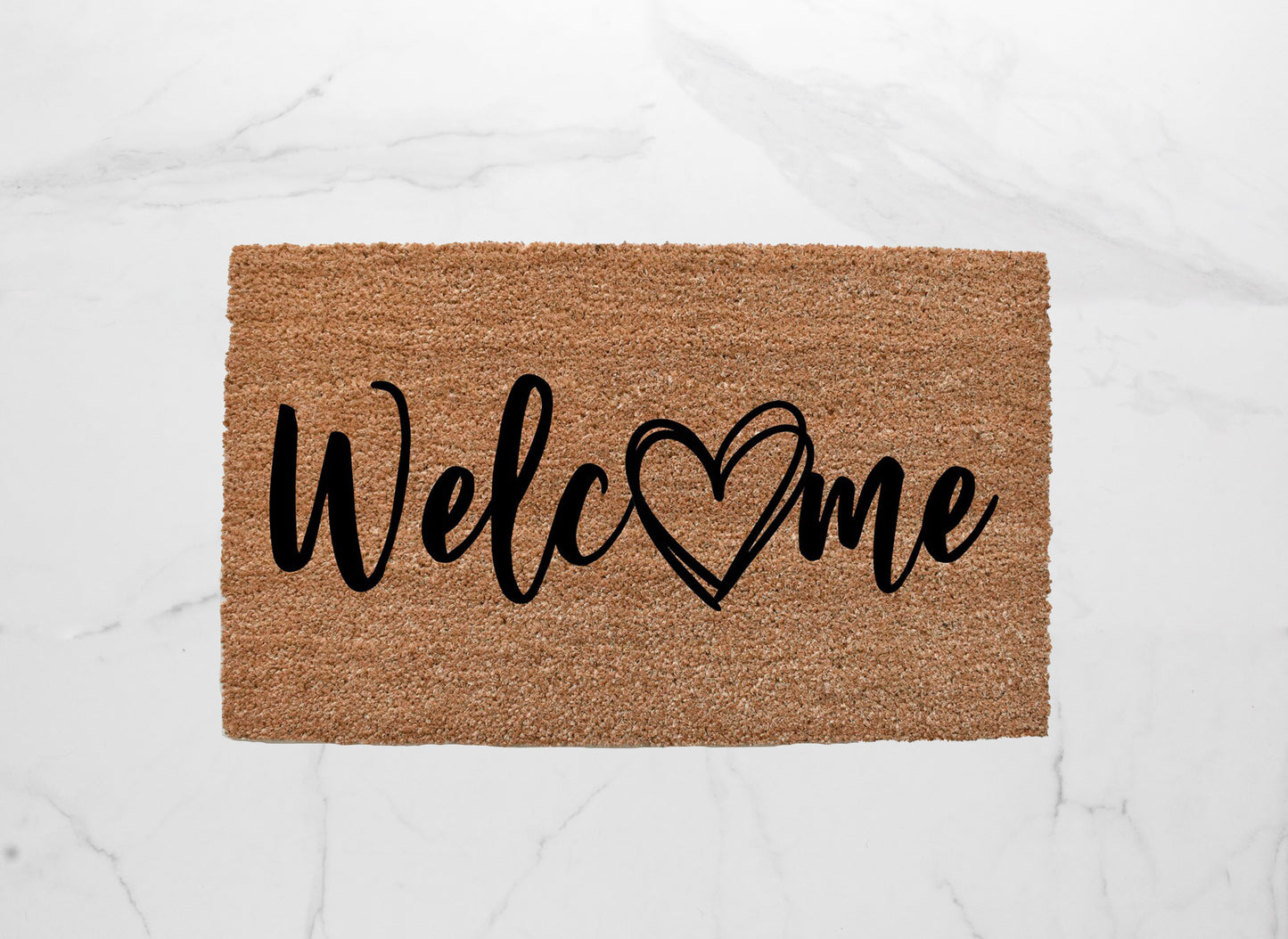 Welcome + Heart Doormat