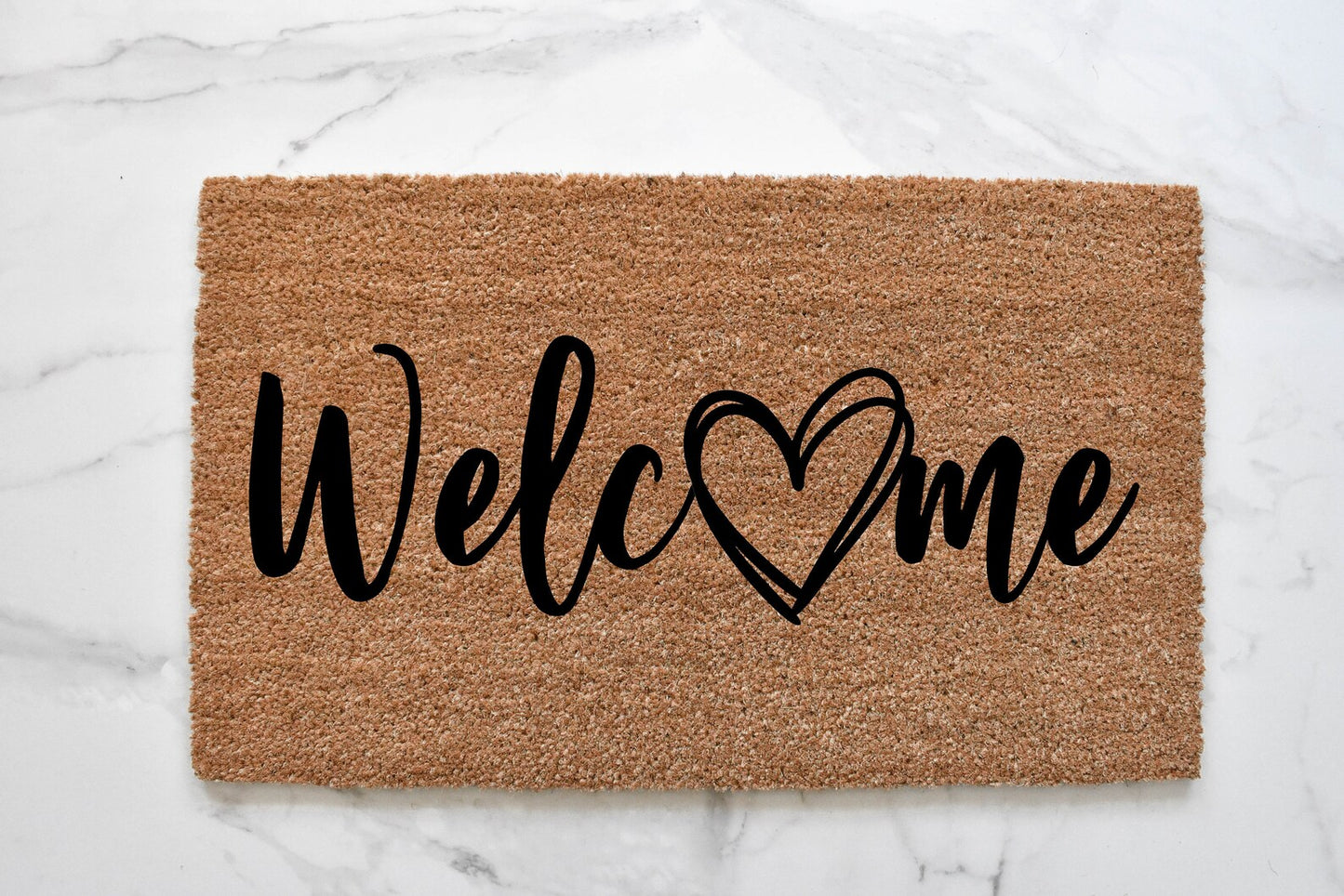 Welcome + Heart Doormat
