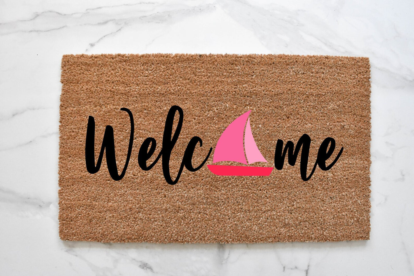 Welcome + Sailboat Doormat