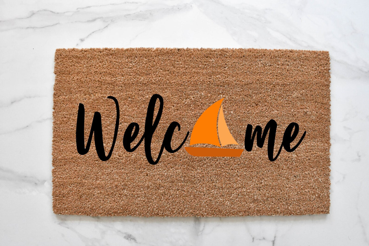 Welcome + Sailboat Doormat
