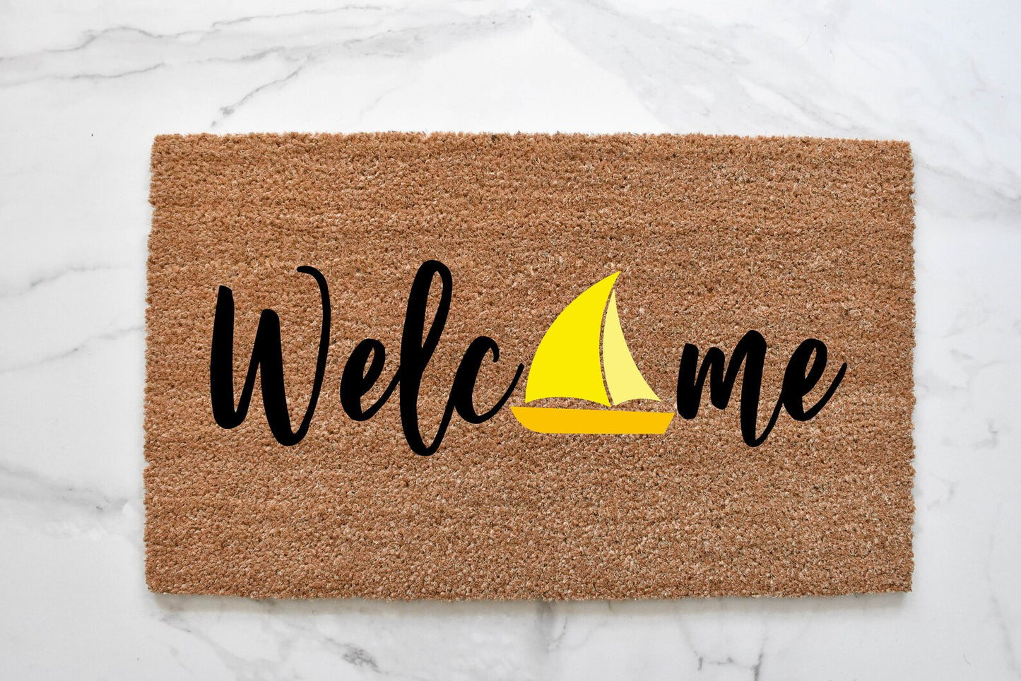 Welcome + Sailboat Doormat