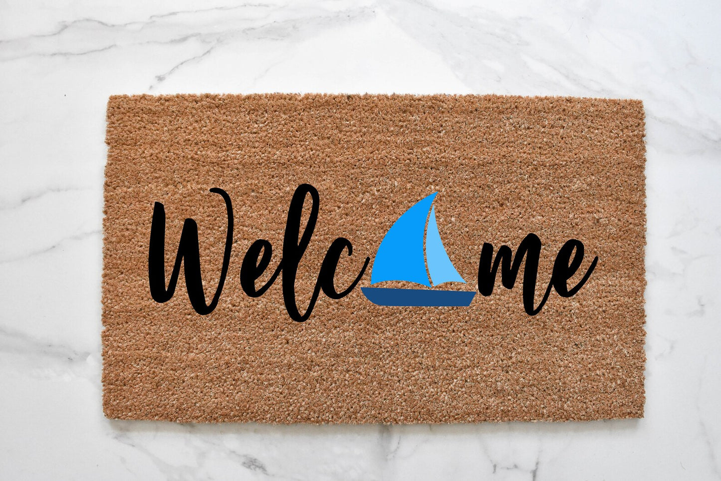 Welcome + Sailboat Doormat