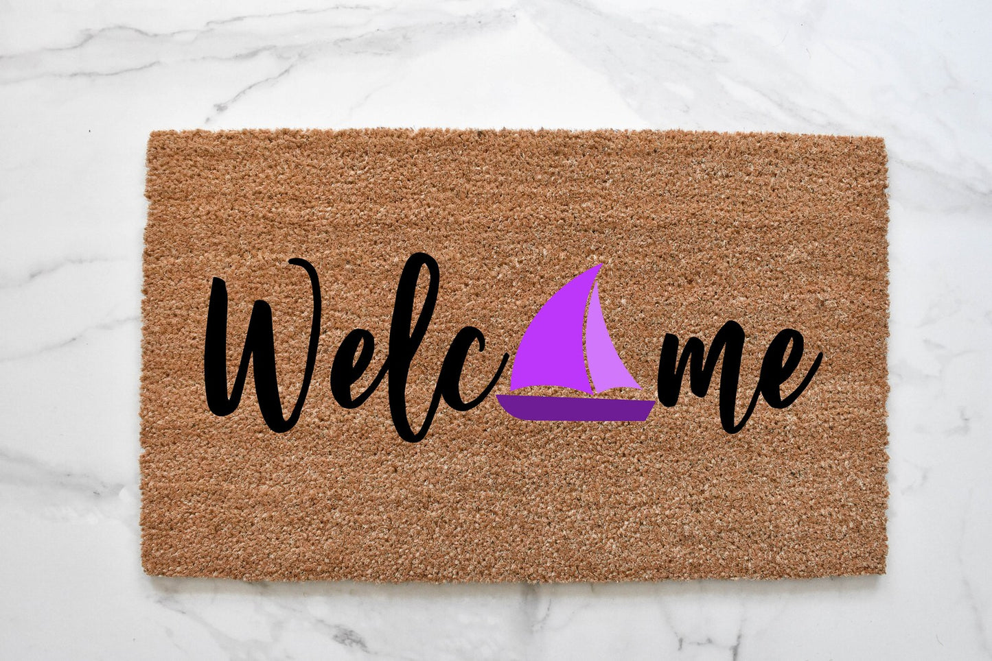 Welcome + Sailboat Doormat