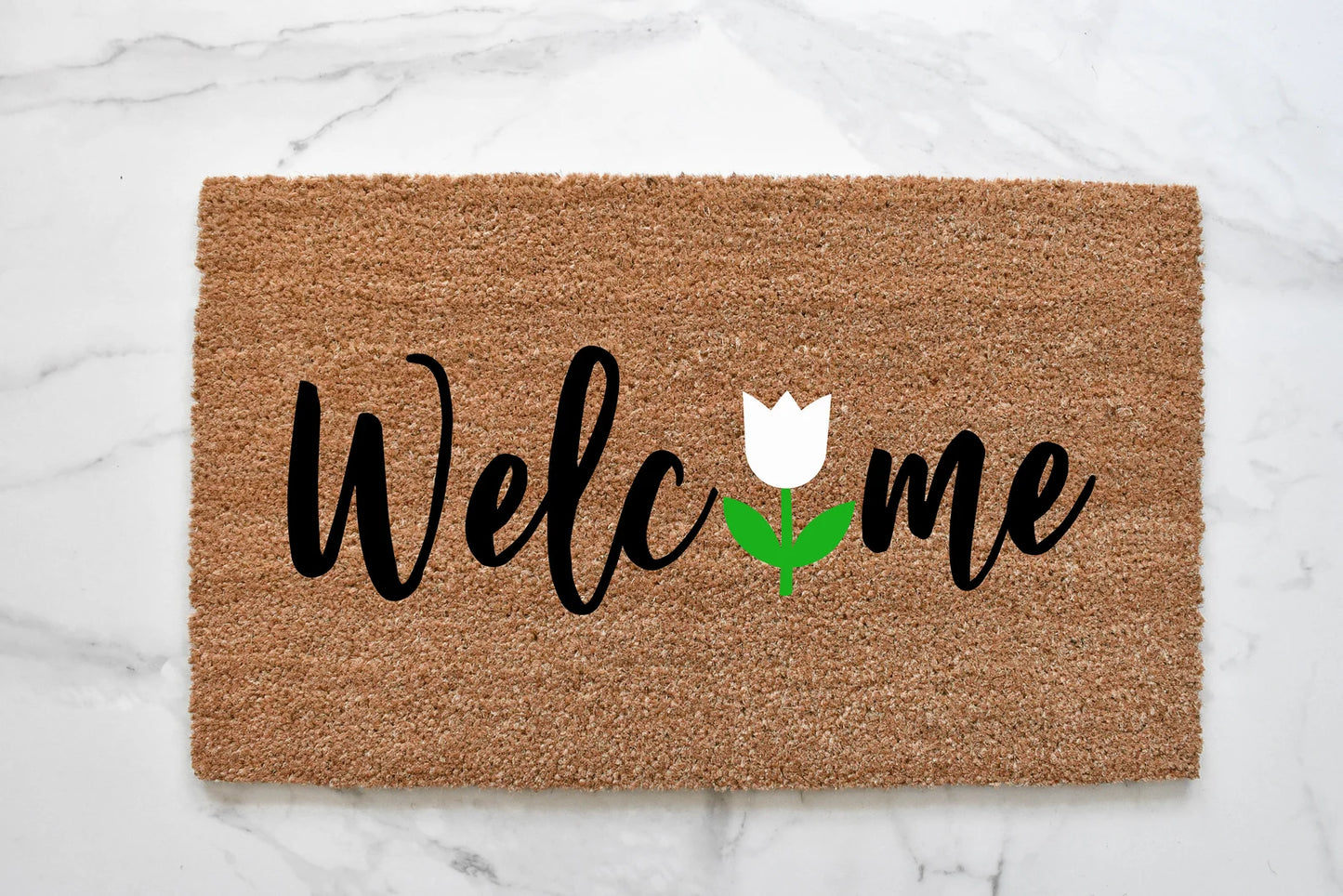 Welcome + Tulip Doormat