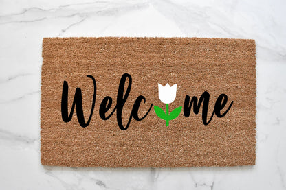 Welcome + Tulip Doormat
