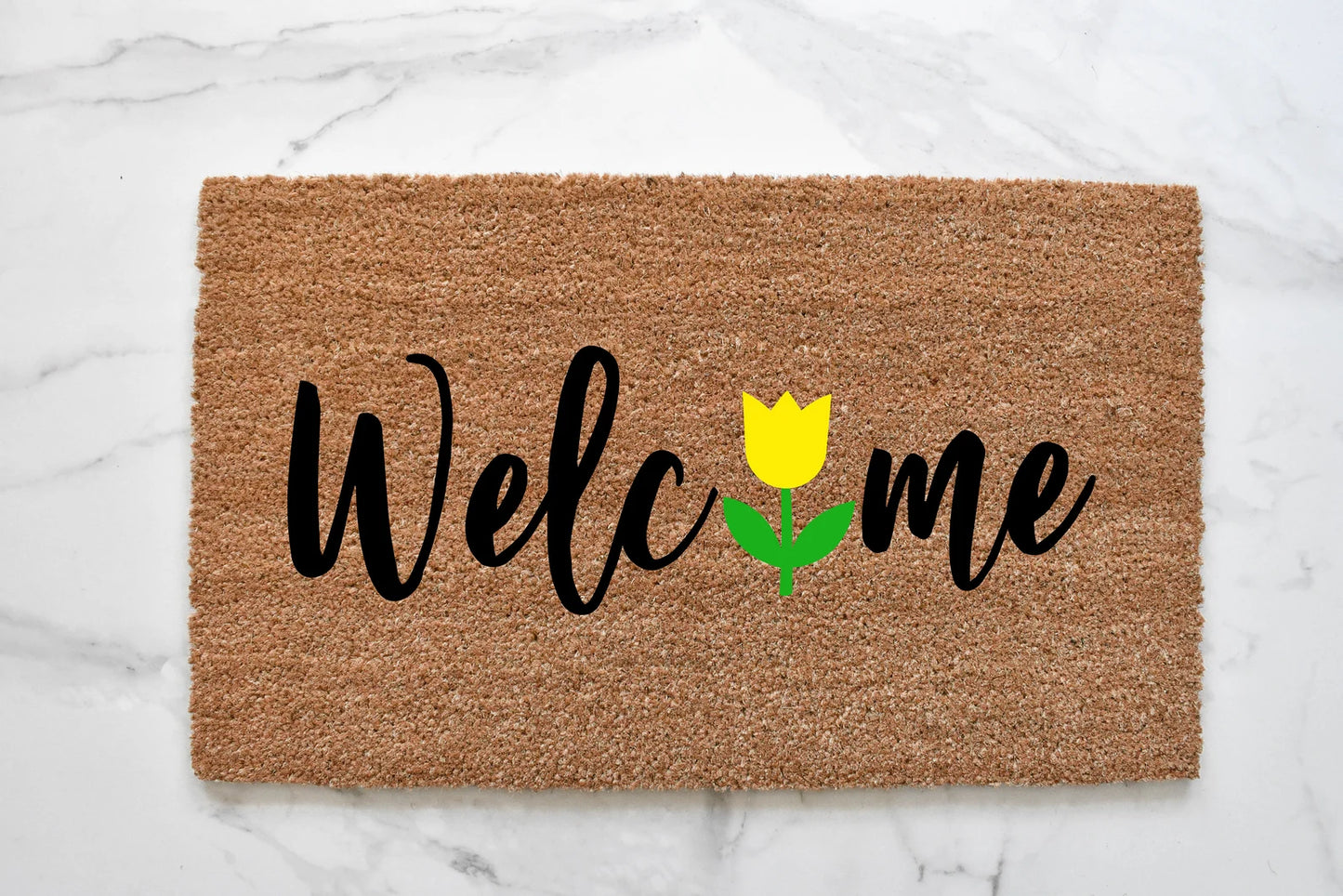 Welcome + Tulip Doormat