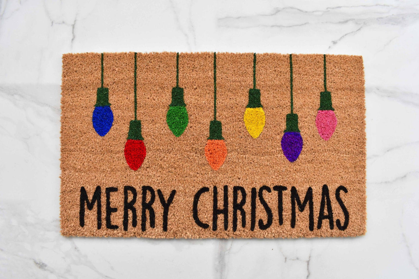 Merry Christmas + Lights Doormat