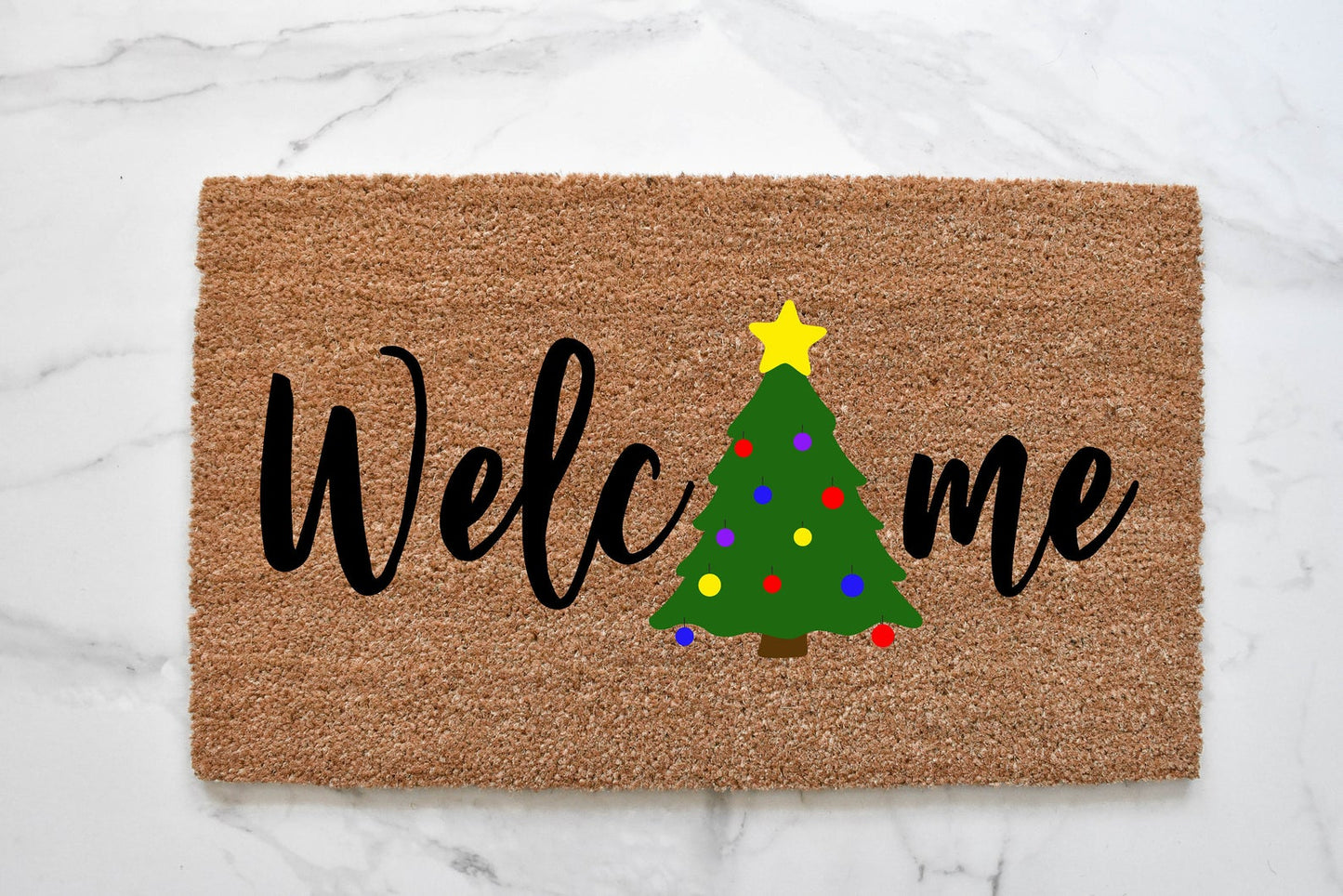 Welcome + Christmas Tree Doormat