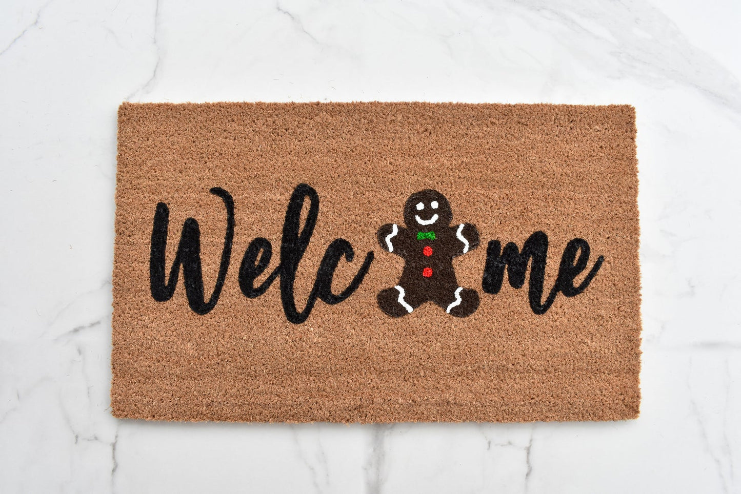 Welcome + Gingerbread Man Doormat