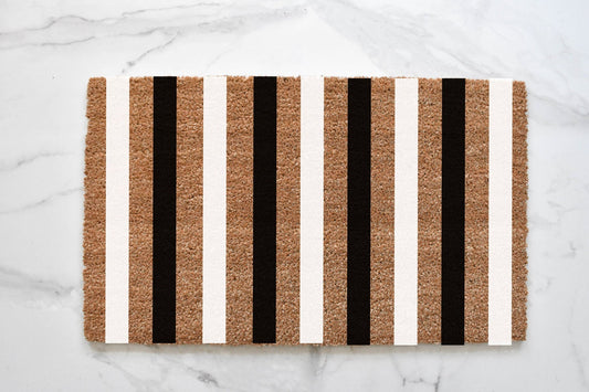 Black & White Striped Doormat