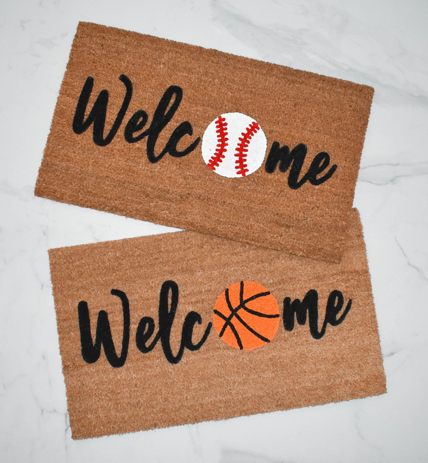 Welcome + Baseball Doormat