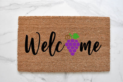 Welcome + Grapes Doormat