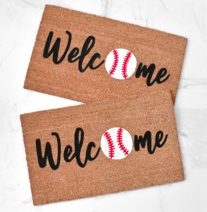 Welcome + Baseball Doormat