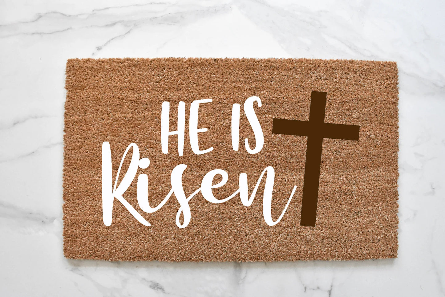 He Is Risen + Cross Doormat