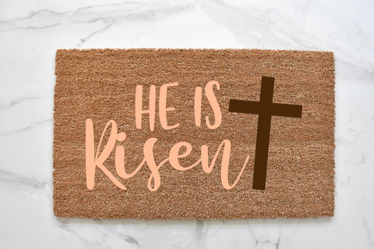 He Is Risen + Cross Doormat