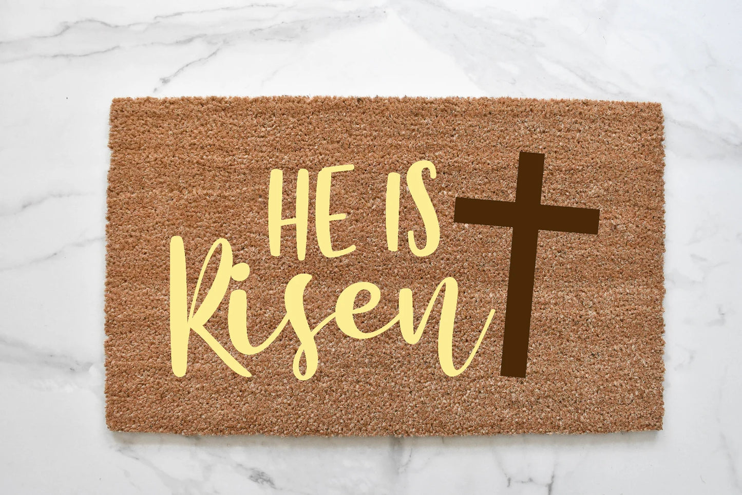 He Is Risen + Cross Doormat
