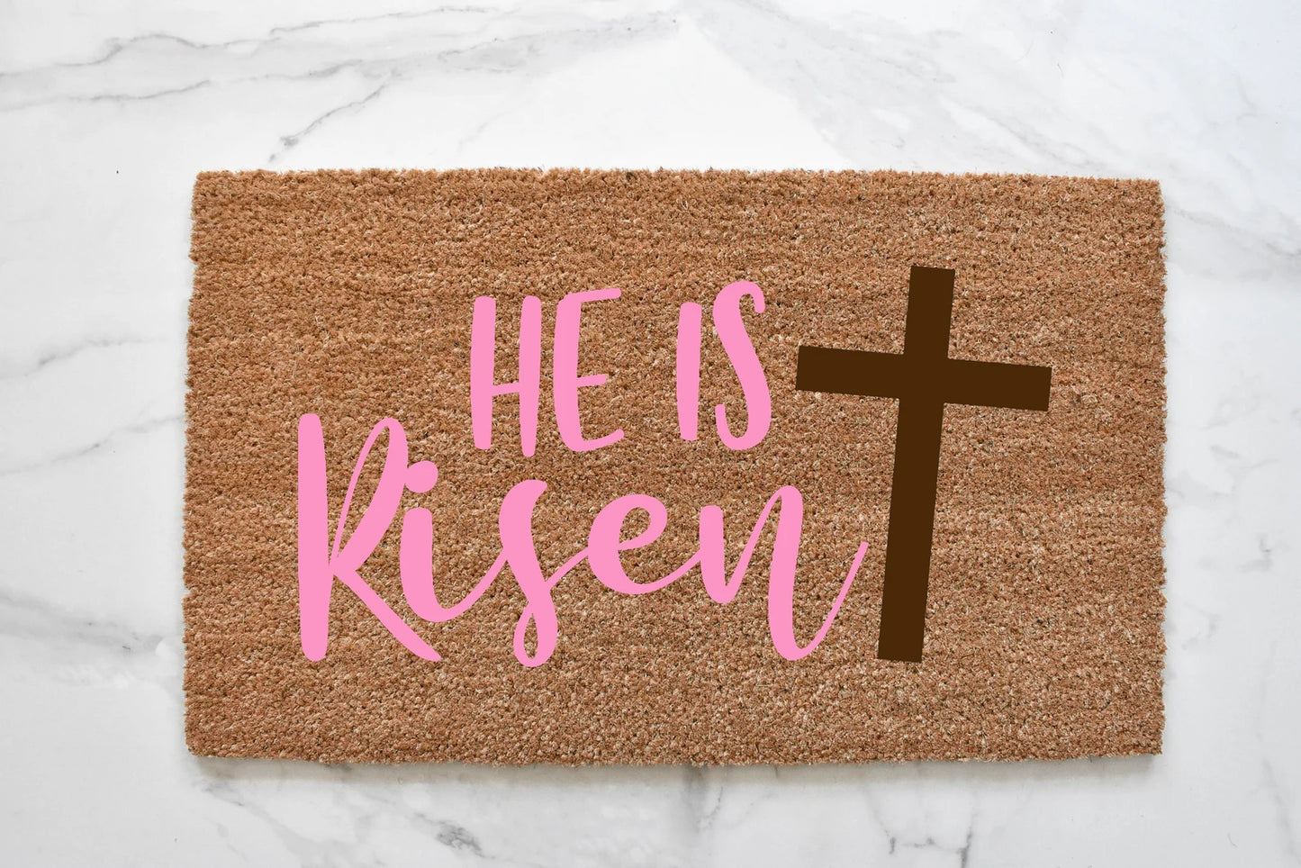 He Is Risen + Cross Doormat