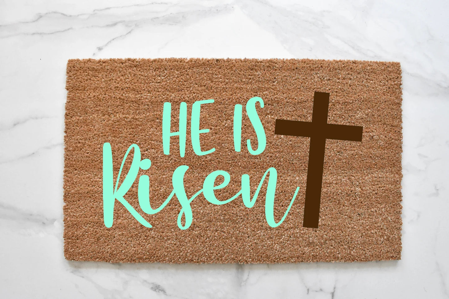 He Is Risen + Cross Doormat
