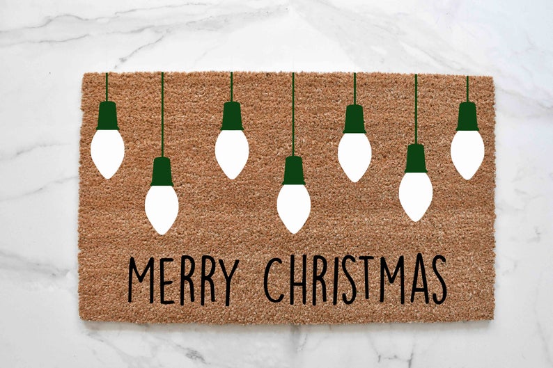 Merry Christmas + Lights Doormat