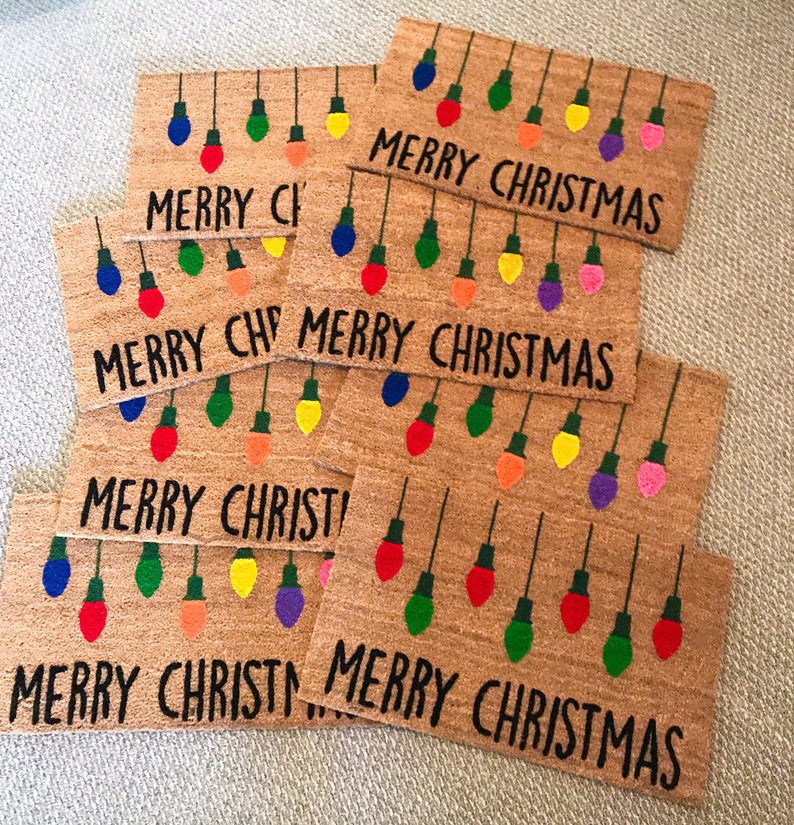 Merry Christmas + Lights Doormat