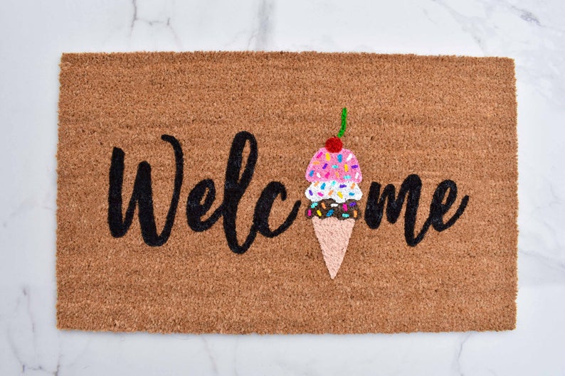 Welcome + Ice Cream Cone Doormat