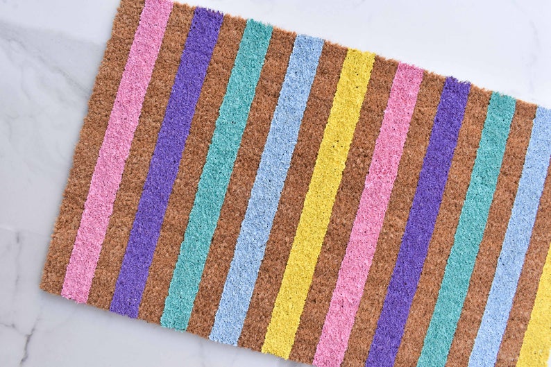 Pastel Striped Doormat