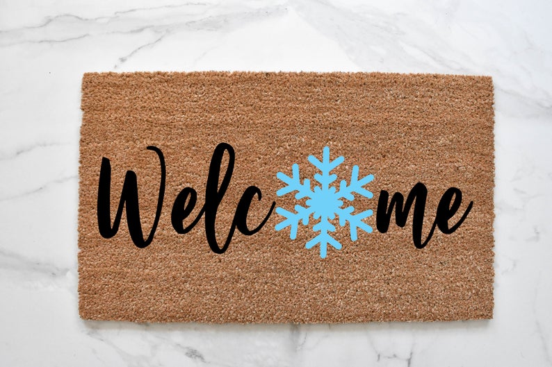 Welcome + Snowflake Doormat