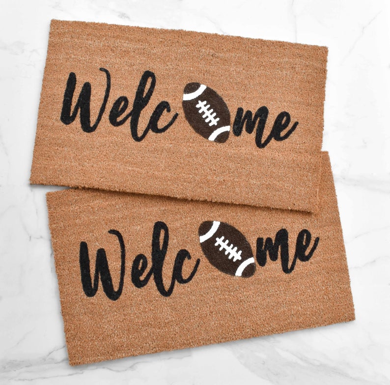 Welcome + Football Doormat