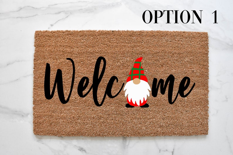 Welcome + Christmas Gnome Doormat