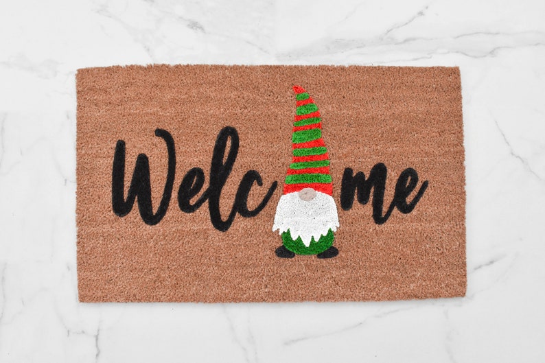 Welcome + Christmas Gnome Doormat