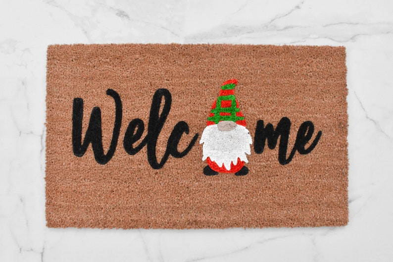Welcome + Christmas Gnome Doormat