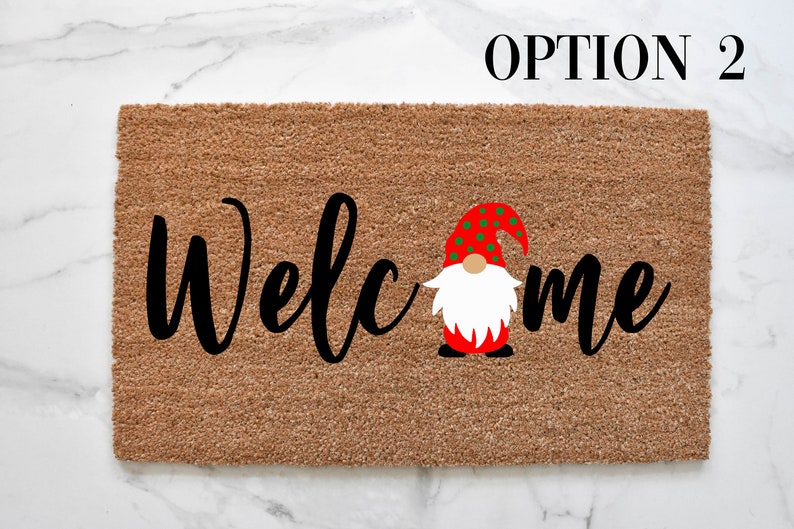 Welcome + Christmas Gnome Doormat