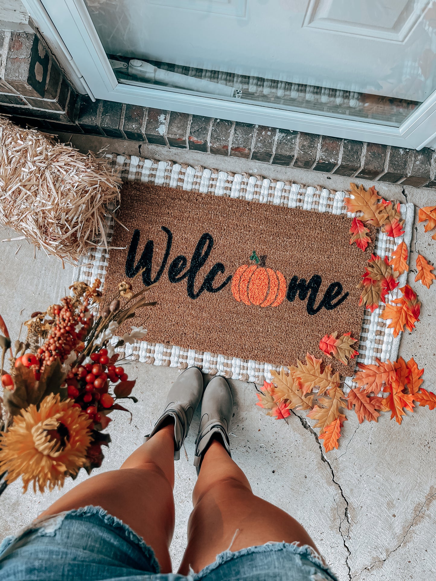Welcome + Pumpkin Doormat