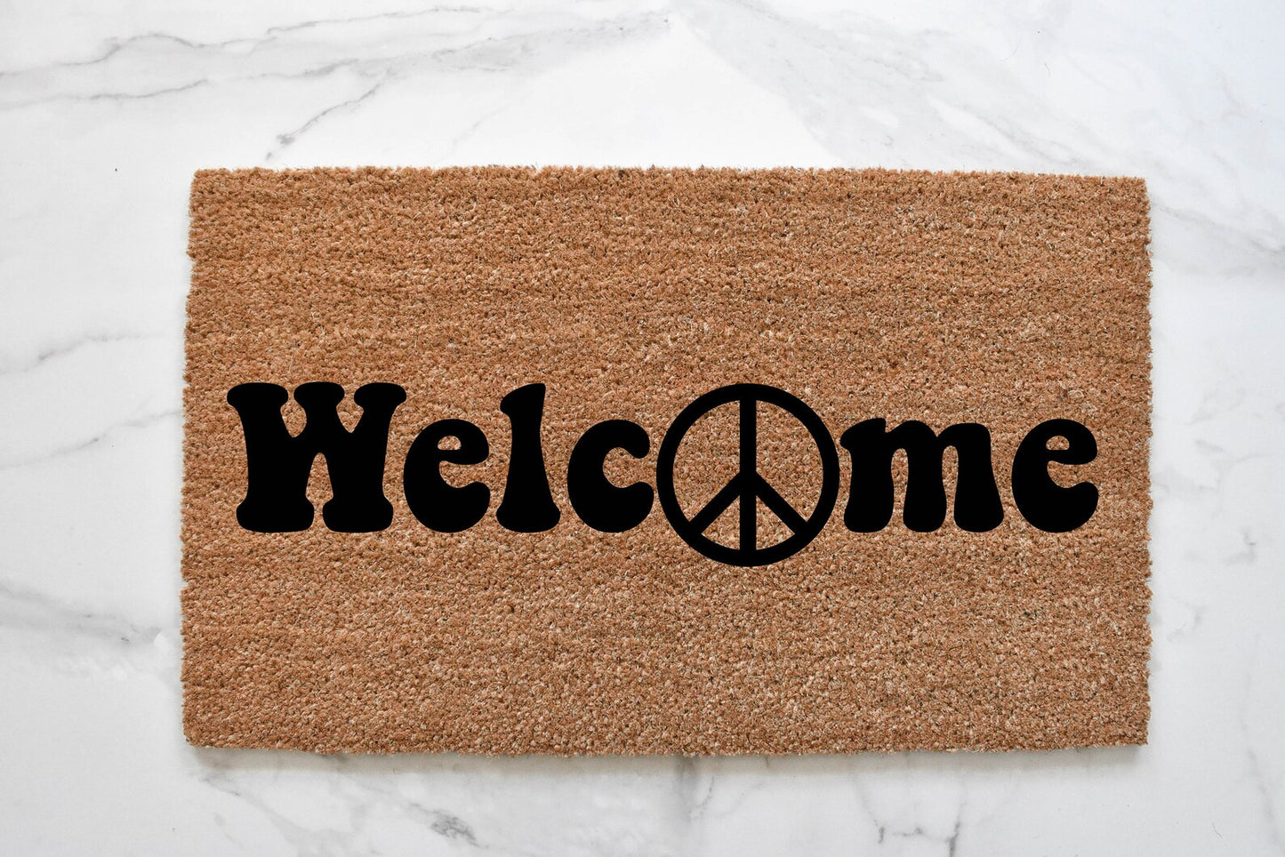 Welcome + Peace Sign Doormat
