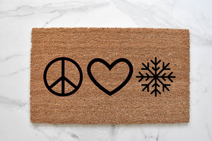Peace Love Snow Doormat