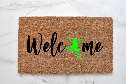 Welcome + Frog Doormat