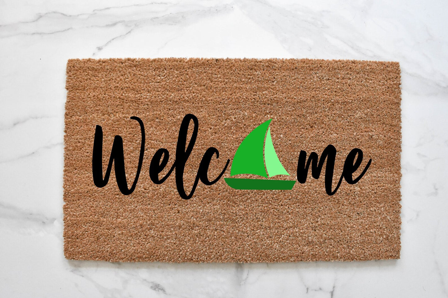 Welcome + Sailboat Doormat