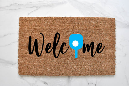 Welcome + Pickleball Paddle Doormat