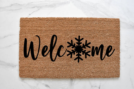 Welcome + Snowflake Doormat