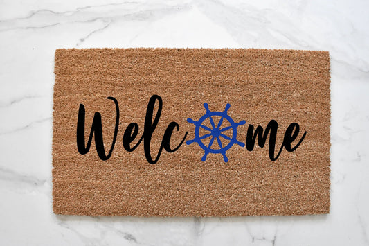 Welcome + Captain's Wheel Doormat