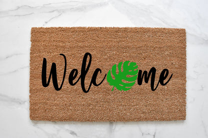 Welcome + Monstera Leaf Doormat