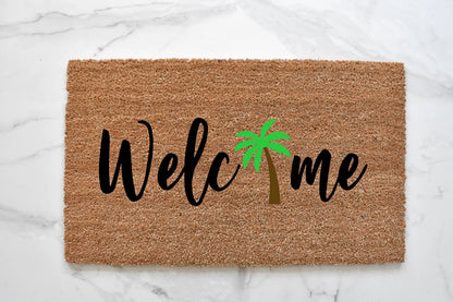 Welcome + Palm Tree Doormat