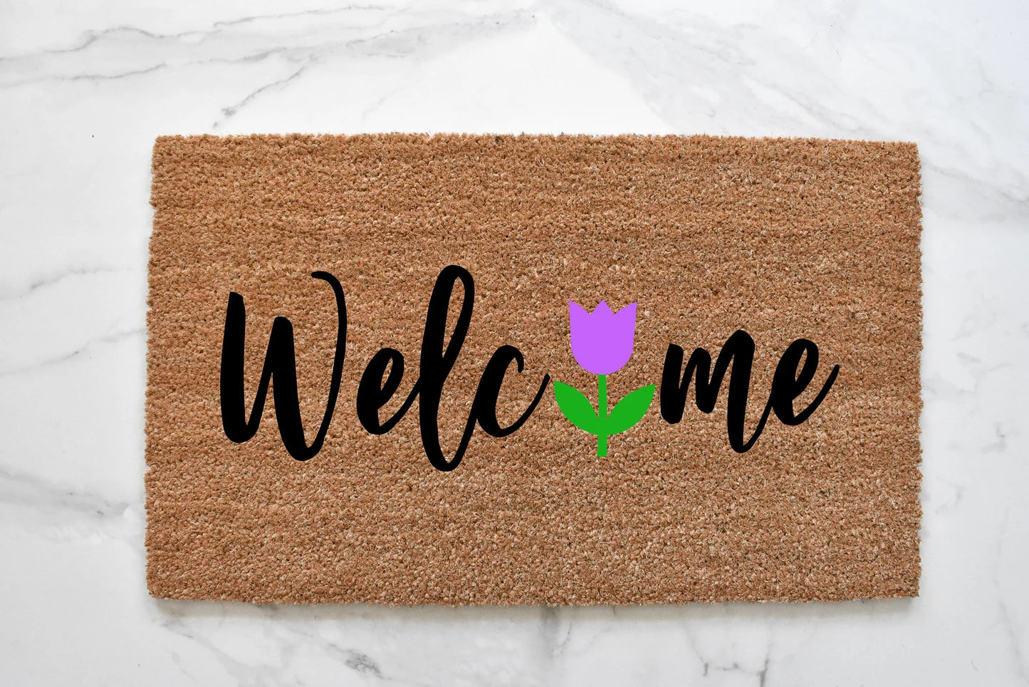 Welcome + Tulip Doormat