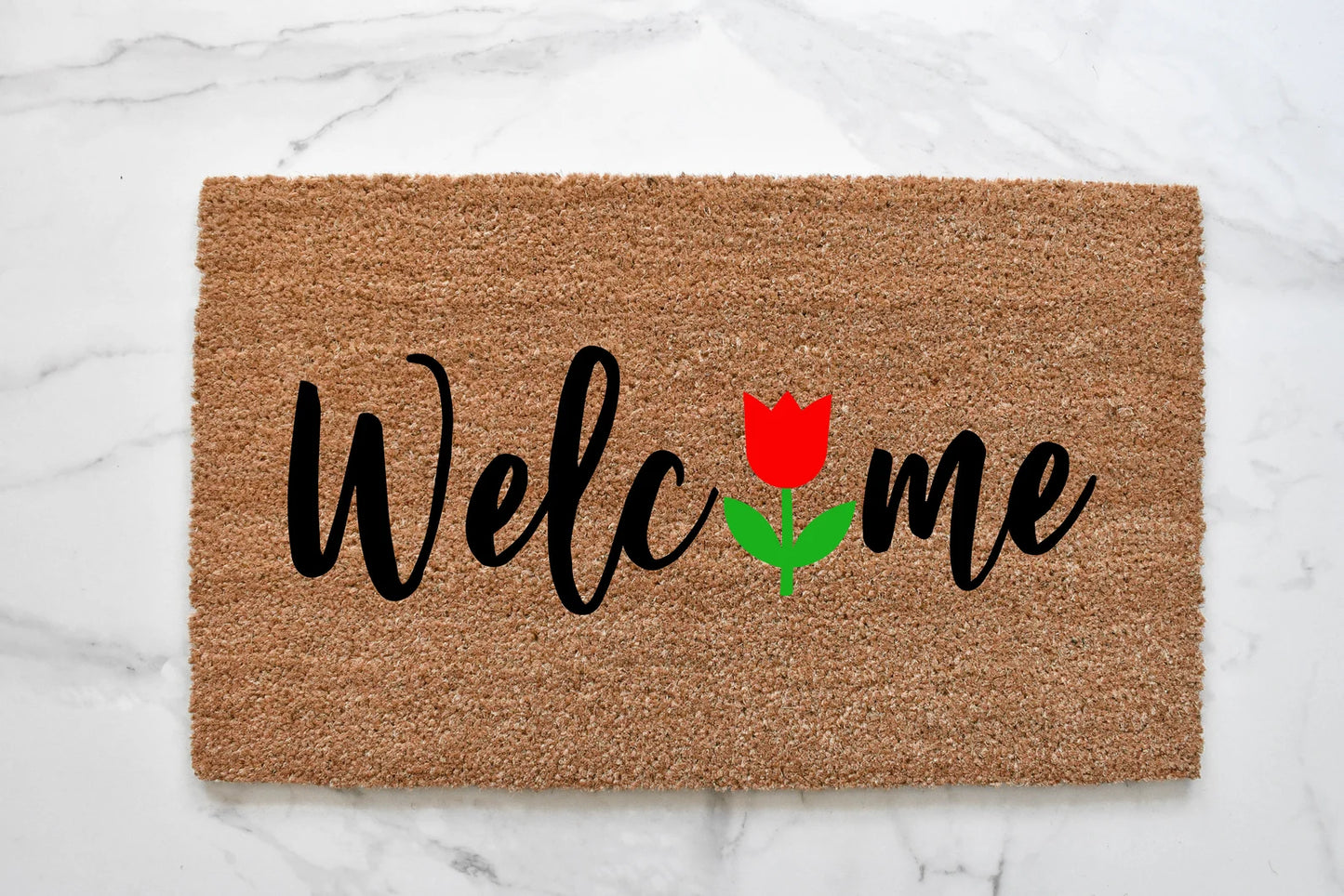 Welcome + Tulip Doormat