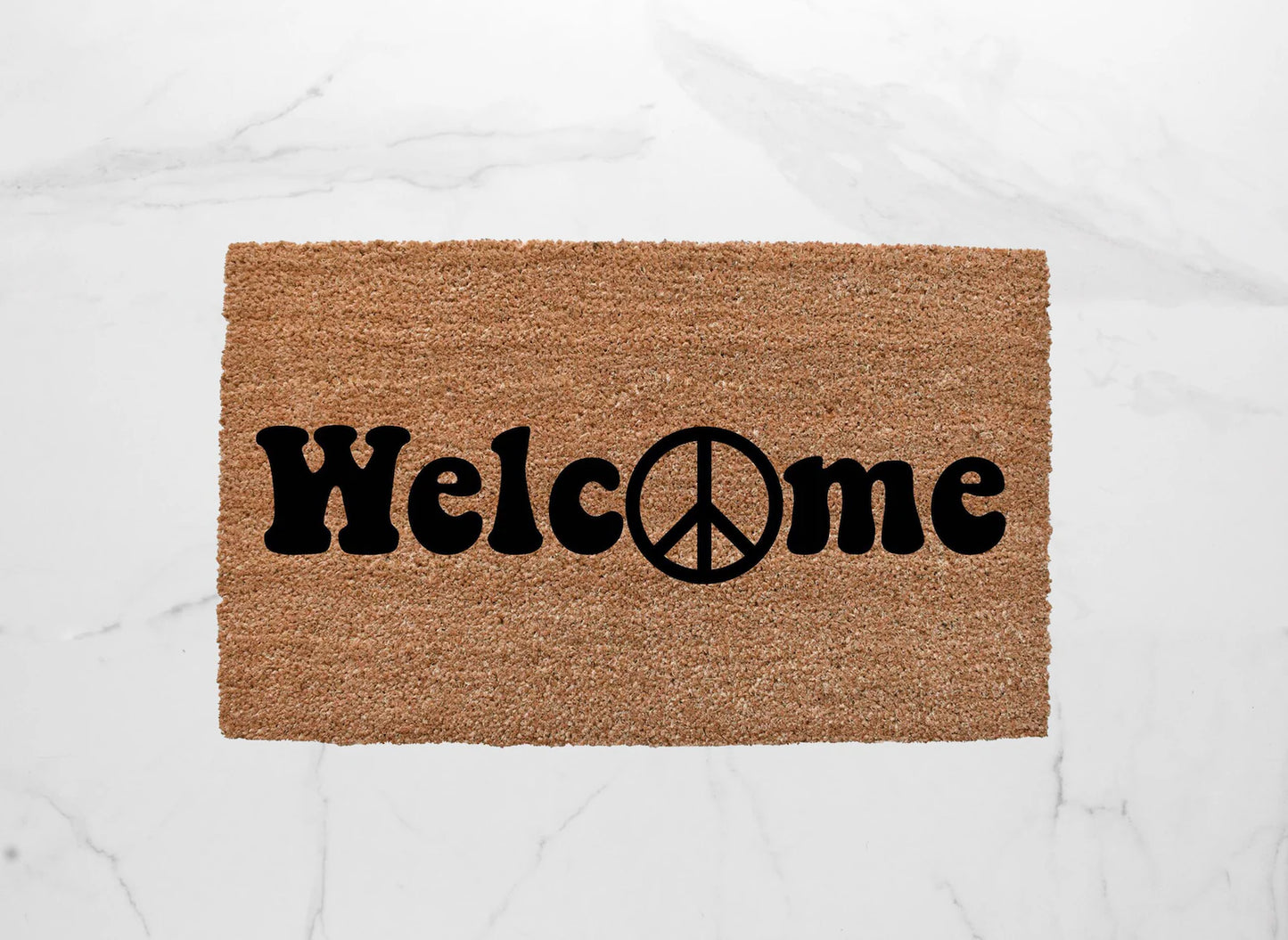 Welcome + Peace Sign Doormat