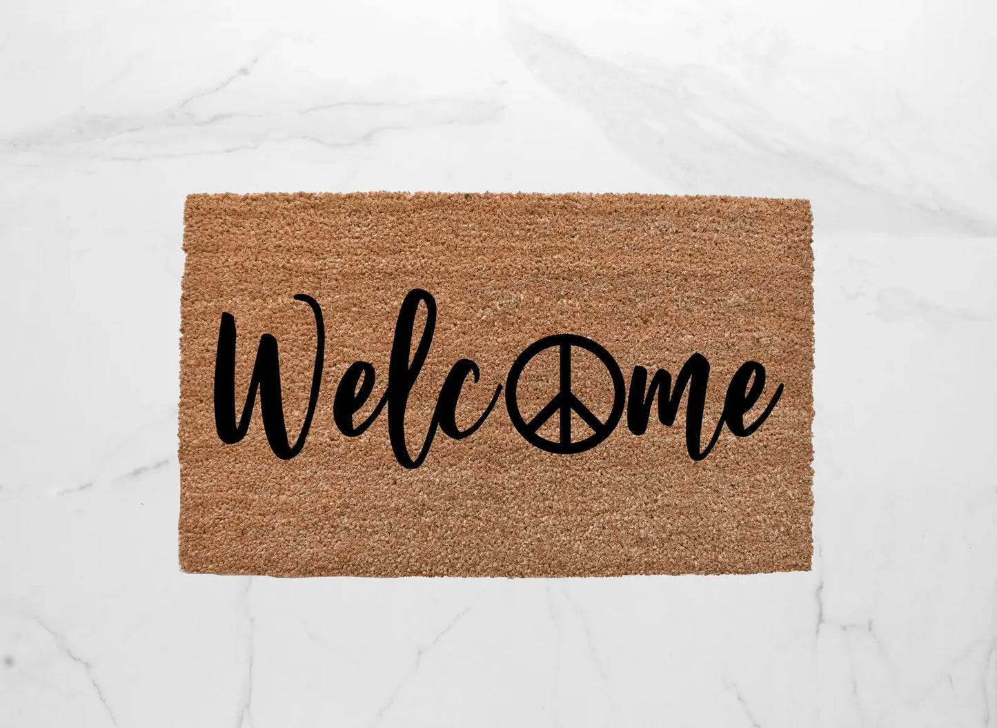 Welcome + Peace Sign Doormat