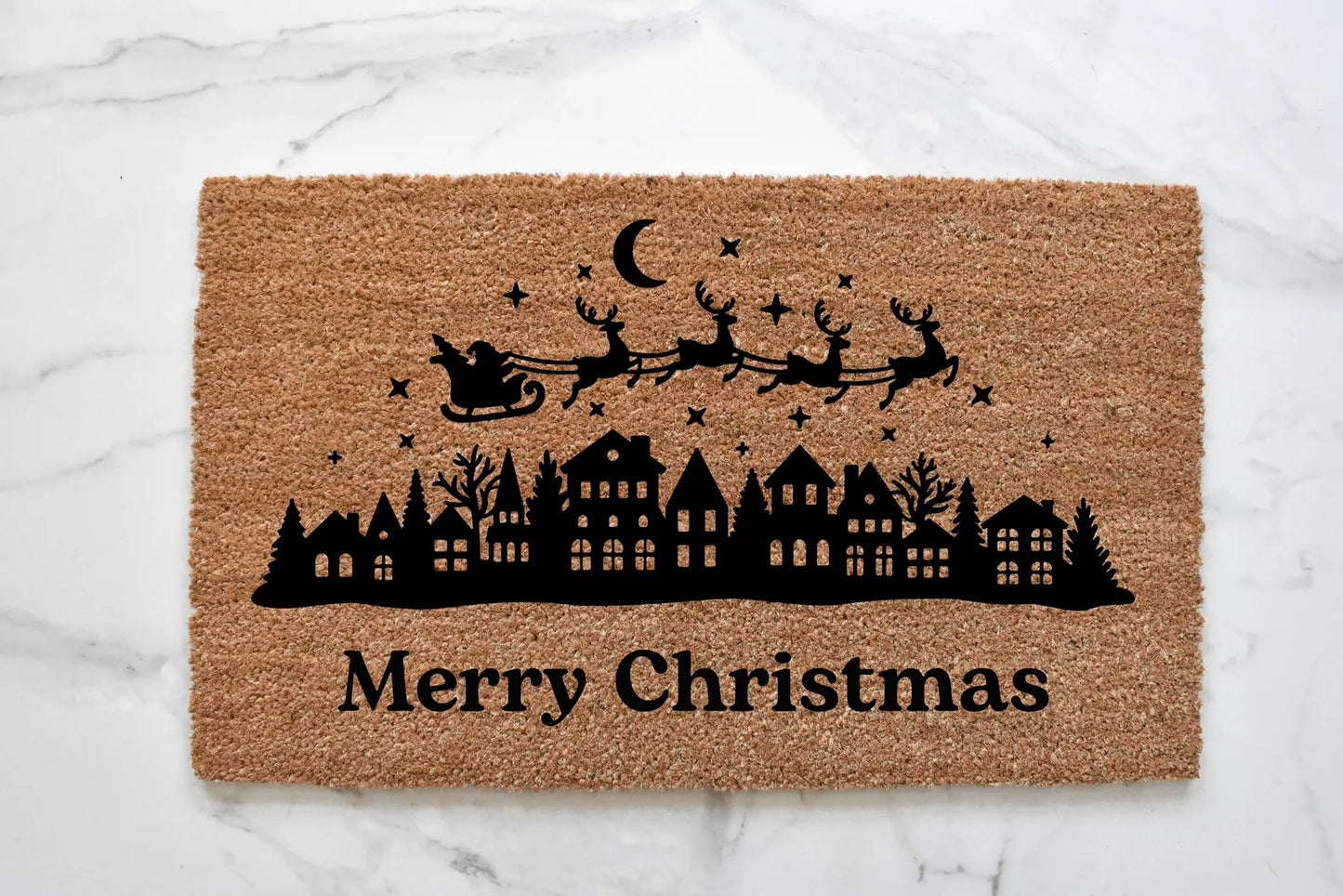 Merry Christmas Village Doormat