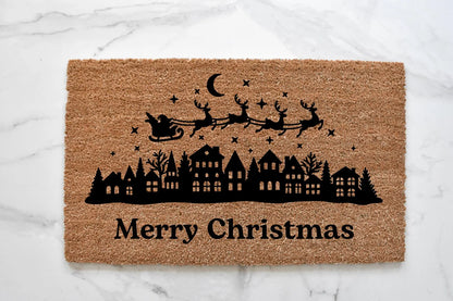 Merry Christmas Village Doormat