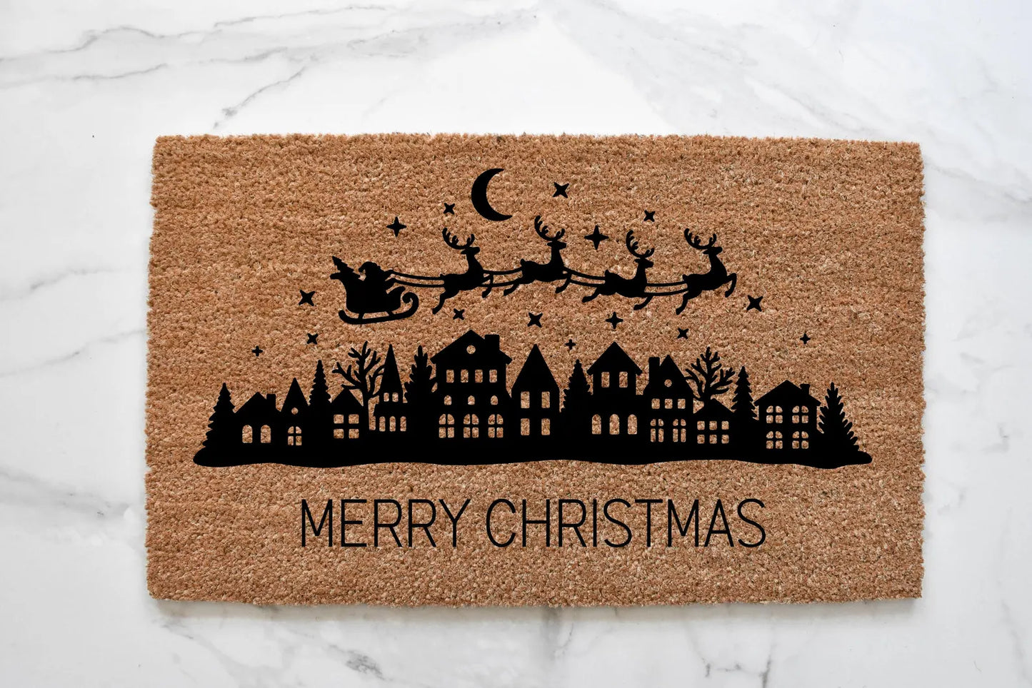 Merry Christmas Village Doormat