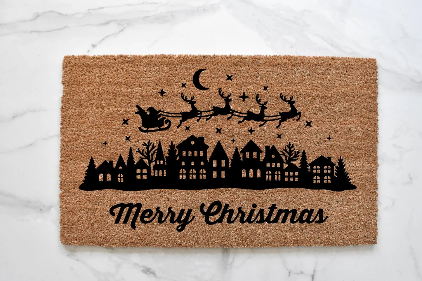 Merry Christmas Village Doormat